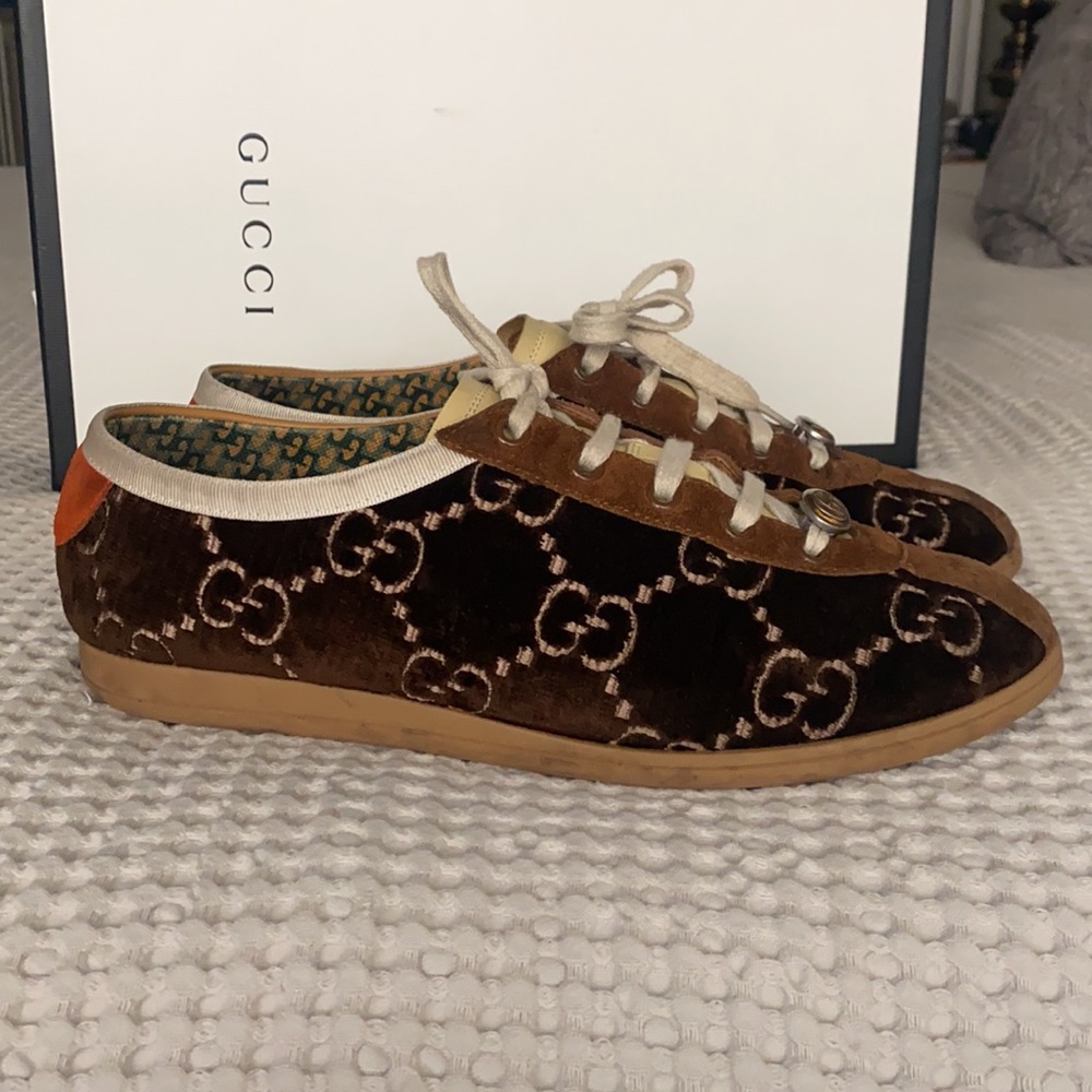 Gucci brown velvet GG low slneakers